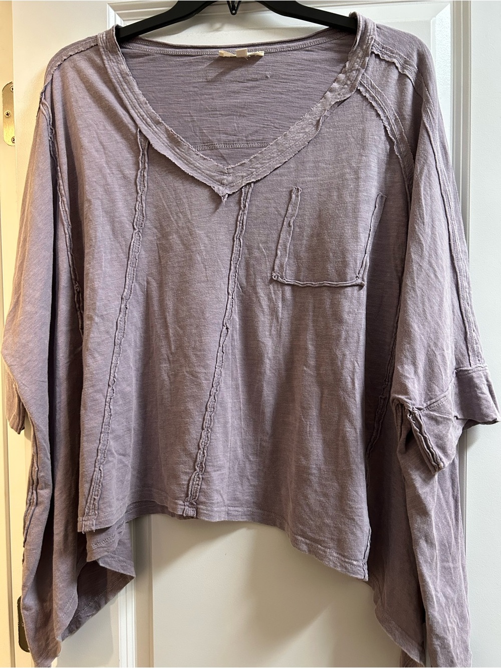 Oli & Hali Washed Mauve V-Neck Pocket Pullover